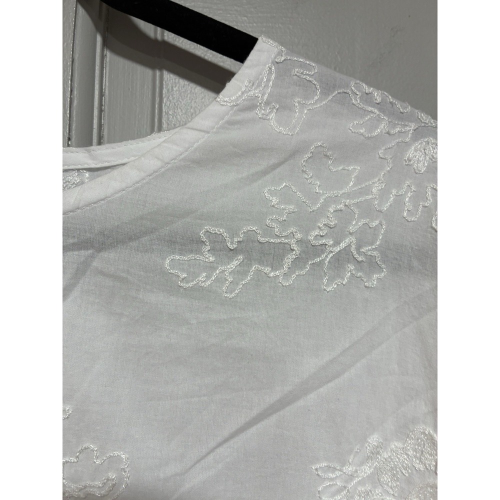 Cynthia Rowley Women 3/4 Sleeve Blouse Shirt White Embroidered Floral Size 3X - Picture 4 of 13
